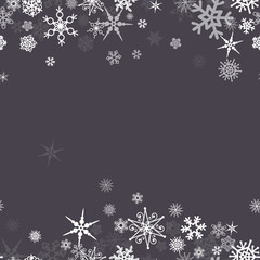 Vector illustration. Winter seamless pattern with snowflakes on the purple background. 