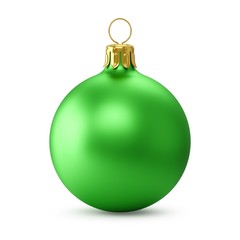 3D rendering Green Christmas Ball on a white background