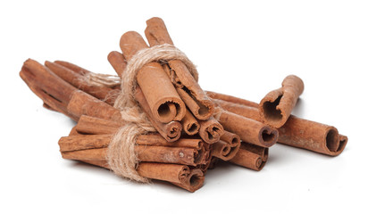 Cinnamon sticks isolated on white background