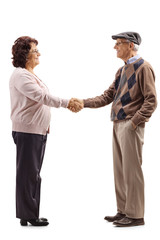 Fototapeta premium Elderly woman and an elderly man shaking hands