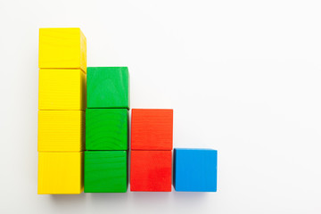 wooden building blocks isolated on white background