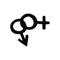 gender symbols silhouette vector icon. isolated object