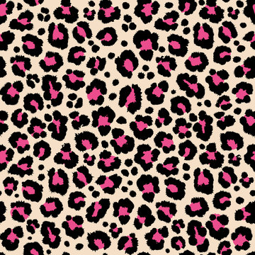 Jungle exotic safari leopard pattern texture repeating seamless pink black print