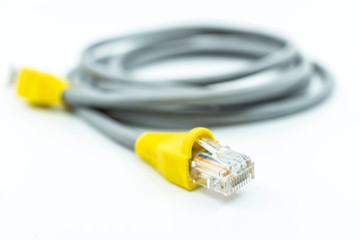 Network cable on white background.