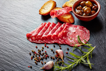 close-up of spanish dry cured salchichon