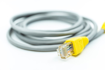 Network cable on white background.