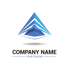 Geometric vector logo template for finance, building, architect company. Illustration of blue prism. Creative logotype. EPS10.