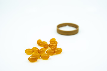 Gel pills isolated on white background.