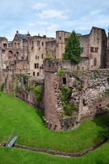 Fototapeta na wymiar Ruins of the Heidelberg castle, Baden-Wurttemberg, Germany, sunny summer day