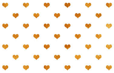Golden painted hearts pattern.