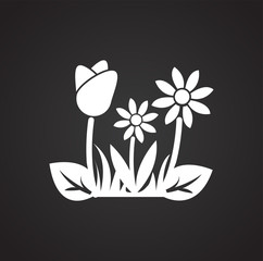 Spring flower on black background icon