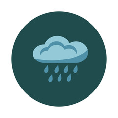 Flat Rain cloud on white background icon