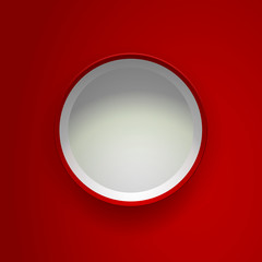 Opened red empty gift box isolated on red background. Top view. Template for your presentation design, banner, brochure or poster. Vector illustration.