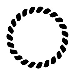 Circle of rope pattern. Ornamental decorative frame. Black vector illustration.