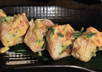 Baked rolls on table in a restaurant
