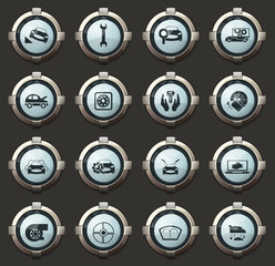 Car shop icons set