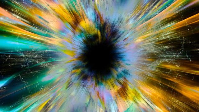 Light, stars and galaxies are sucked into a black hole in space (Loop).