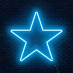 Obraz premium Neon glowing star sign. Can be used as a text frame.