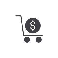 Dollar shopping cart vector icon. filled flat sign for mobile concept and web design. Online shopping simple solid icon. Symbol, logo illustration. Pixel perfect vector graphics