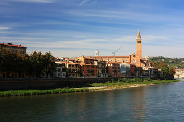 Fototapeta na wymiar The waterfront of Verona