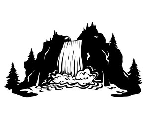 Fototapeta premium wodospad sylwetka wektor