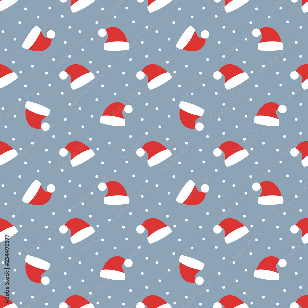 Wall mural Santa Claus hat seamless holiday pattern