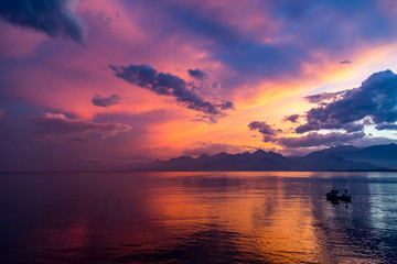 Fototapeta premium Sunset over Antalya mountain range