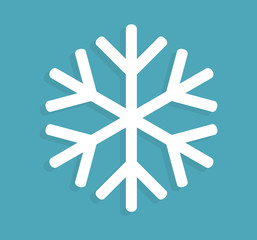 Snowflake icon on blue background.
