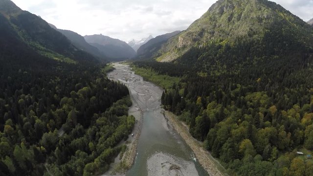 Caucasus. Teberda gorge and river.