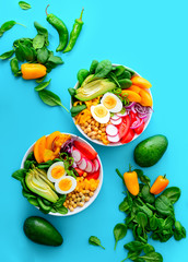 Buddha bowl salad in two bowls