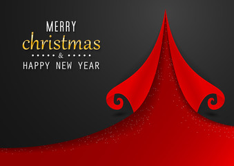 Obraz premium Merry Christmas with abstract Christmas tree. Merry Christmas and happy new year greeting card vector design.