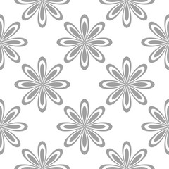 Fototapeta na wymiar Gray floral seamless pattern on white background