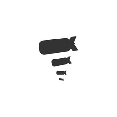 Bombing. Black Icon Flat on white background