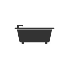 Bathtub. Black Icon Flat on white background