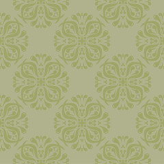 Olive green floral seamless pattern