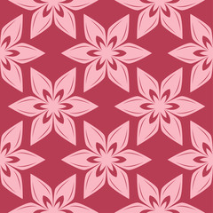 Fototapeta na wymiar Red floral seamless background. Ornamental pattern