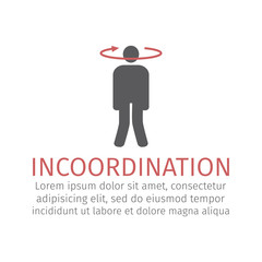 Incoordination flat icon. Vector sign for web graphic.