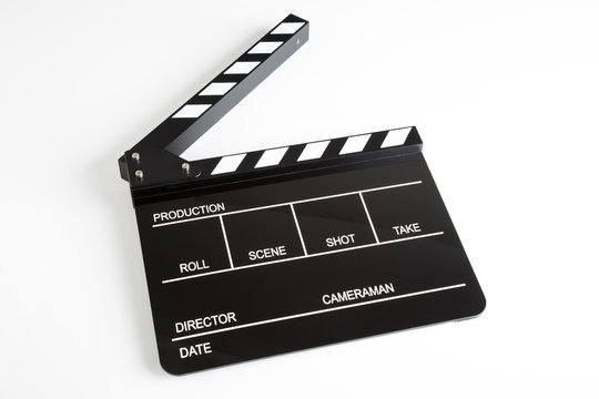 recommend clip art: Movie clapper board open isolated on white background