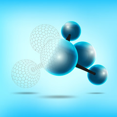 structure of atom, molecule in 3D
