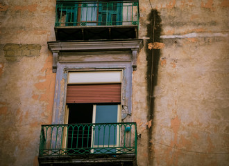 old window and balcony