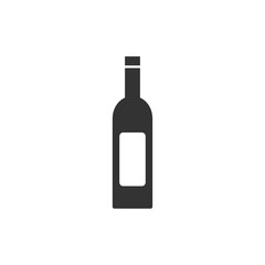Wine Bottle. Black Icon Flat on white background