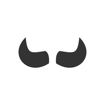 Bull Horns. Black Icon Flat on white background