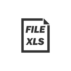 XLS File. Black Icon Flat on white background