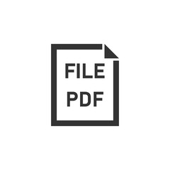 PDF File. Black Icon Flat on white background