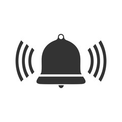 Bell Ring Voice. Black Icon Flat on white background