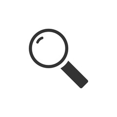 Magnifying Glass Search. Black Icon Flat on white background