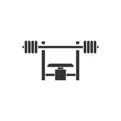 Bench Press with Barbel. Black Icon Flat on white background