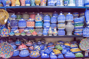 Traditional ceramic pottery Morocco bazaar