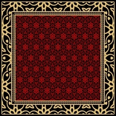 Geometric ornament with frame, border. Art-deco background. Bandanna, shawl, scarf, tablecloth design