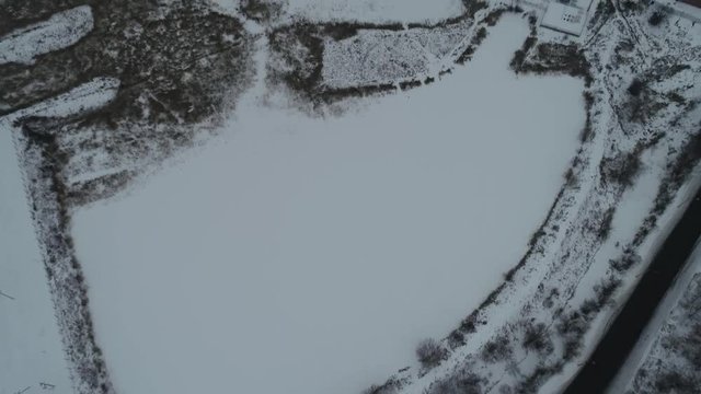 Winter landscape at the bird`eye view